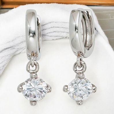Creolen 925 Silber 2 Zirkonia Ohrringe Silberohrringe Silbercreolen