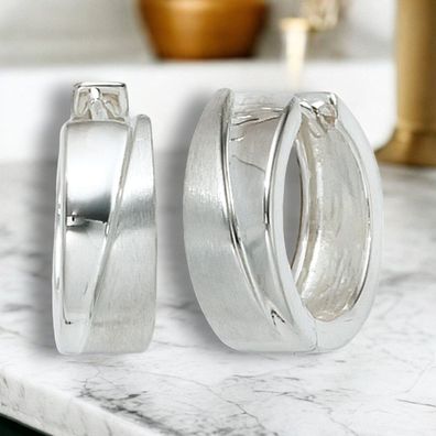 Creolen 925 Sterling Silber mattiert Ohrringe Silberohrringe Silbercreolen