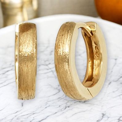 Creolen 925 Sterling Silber gold vergoldet eismatt Ohrringe