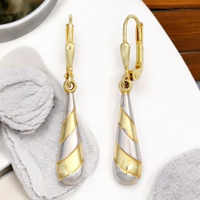 Ohrhänger Tropfen 333 Gold Gelbgold bicolor Ohrringe Boutons Goldohrringe