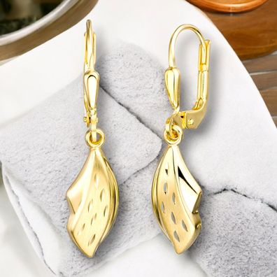 Boutons 333 Gold Gelbgold teil matt Ohrringe Ohrhänger Goldohrringe