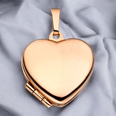 Medaillon Herz für 2 Fotos 925 Silber rotgold vergoldet Anhänger zum Öffnen