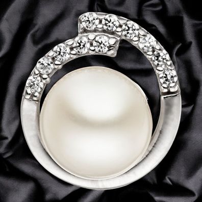 Anhänger 925 Sterling Silber mit 1 Süßwasser Perle und Zirkonia Perlenanhänger
