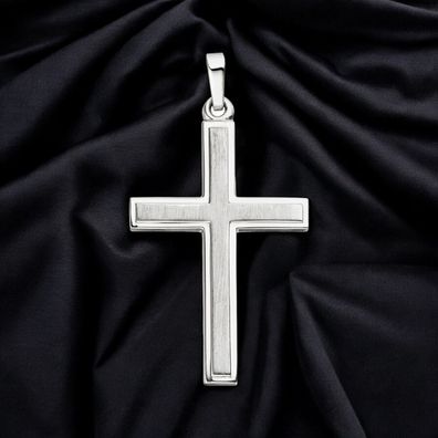Anhänger Kreuz 925 Sterling Silber matt mattiert Kreuzanhänger Silberkreuz