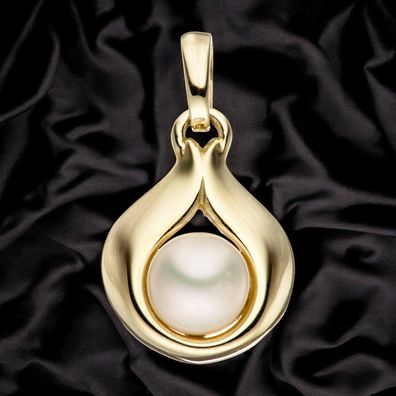 Anhänger Tropfen 333 Gold Gelbgold 1 Süßwasser Perle Perlenanhänger Goldanhänger