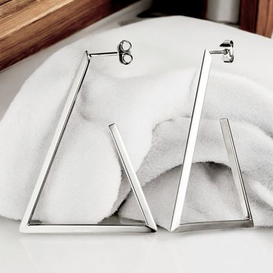 Halbcreolen dreieckig 925 Silber Ohrringe Creolen Silberohrringe