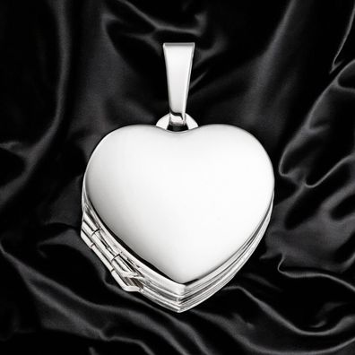 Medaillon Herz für 4 Fotos 925 Sterling Silber Anhänger zum Öffnen