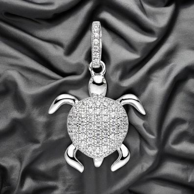 Anhänger Schildkröte 925 Sterling Silber mit Zirkonia Schildkrötenanhänger