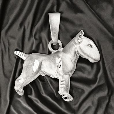 Anhänger Bullterrier Hund 925 Sterling Silber matt Silberanhänger