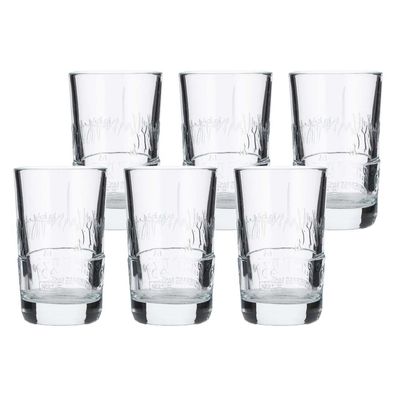 6x Grasovka Vodka Schnapsgläser 4cl – Set kurze Konturglas Stamper, robust & st