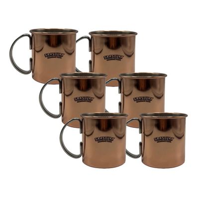 Grasovka Bisongrass Vodka Moscow Mule Becher 6er Set – kupferfarbene Cocktailbe
