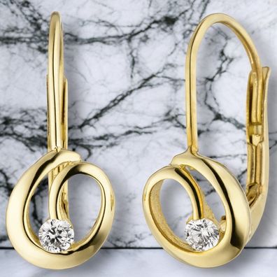 Ohrhänger 333 Gold Gelbgold 2 Zirkonia Ohrringe Boutons Goldohrringe