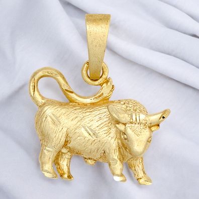 Anhänger Sternzeichen Stier 925 Sterling Silber gold vergoldet matt