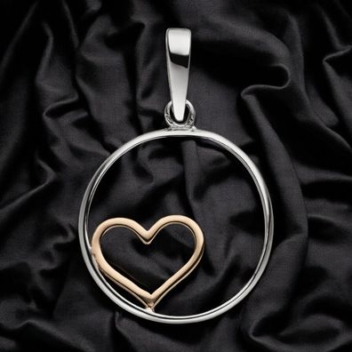 Anhänger Herz 925 Sterling Silber bicolor vergoldet Herzanhänger