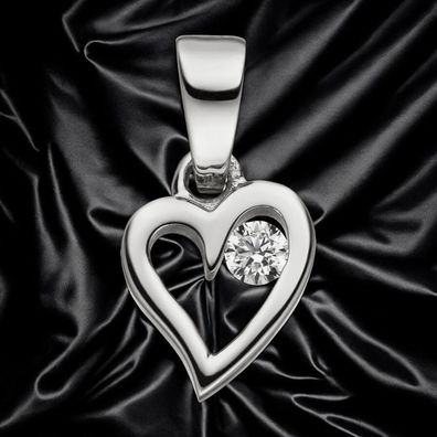 Anhänger Kleines Herz 925 Sterling Silber 1 Zirkonia Herzanhänger