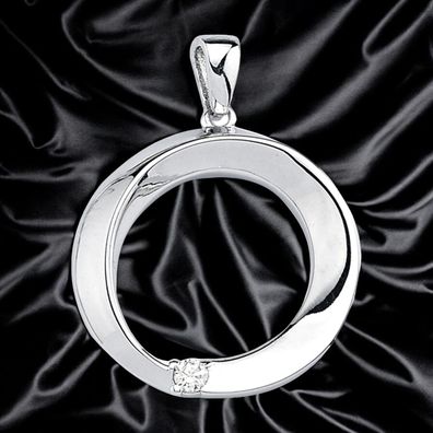 Anhänger rund 925 Sterling Silber 1 Zirkonia Silberanhänger