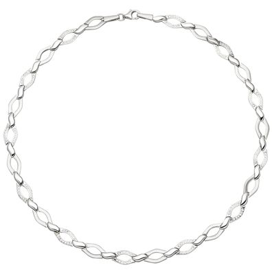 Collier Halskette 925 Silber 144 Zirkonia 45 cm Kette Silberkette