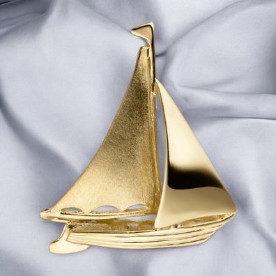 Anhänger Segelschiff 925 Sterling Silber gold vergoldet teil matt