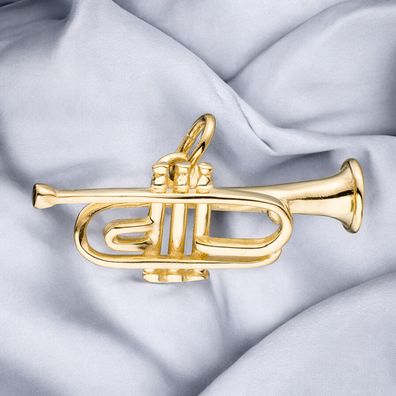 Anhänger Trompete 925 Sterling Silber gold vergoldet