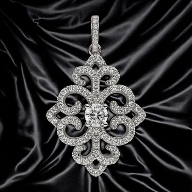 Anhänger 925 Sterling Silber 89 Zirkonia Silberanhänger
