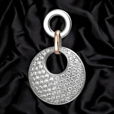Anhänger 925 Sterling Silber bicolor vergoldet 80 Zirkonia Silberanhänger