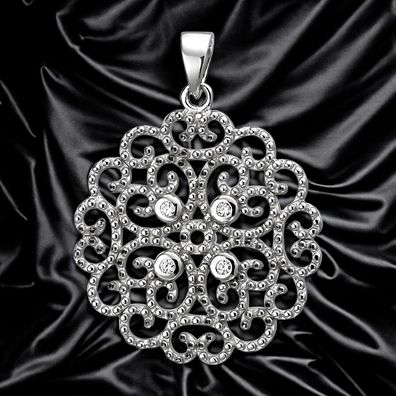 Anhänger 925 Sterling Silber 4 Zirkonia Silberanhänger