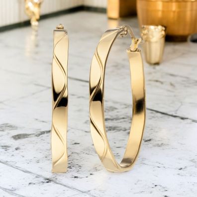 Creolen Edelstahl 34 mm gold-farben beschichtet Ohrringe