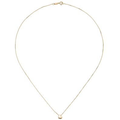 Collier Halskette mit Anhänger Herz 375 Gold Gelbgold 42 cm