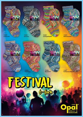150g Opal Festival 6-fädig / 6-fach Sockenwolle Garn Stricken Häkeln 83,33€/kg