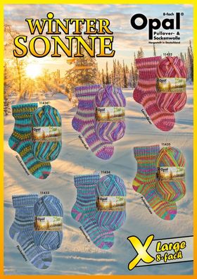 150g Opal XLarge Wintersonne 8-fädig / 8-fach Sockenwolle Garn Stricken 83,33€/kg