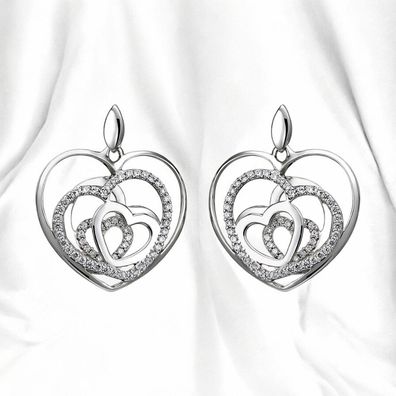 Ohrhänger Herzen 925 Silber 114 Zirkonia Ohrringe