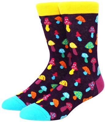 Giftpilz Socken - Unisex - Schwarz-Gelb - Größe 36 bis 44