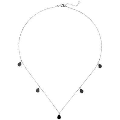 Collier Halskette 925 Sterling Silber 5 Onyxe 45 cm