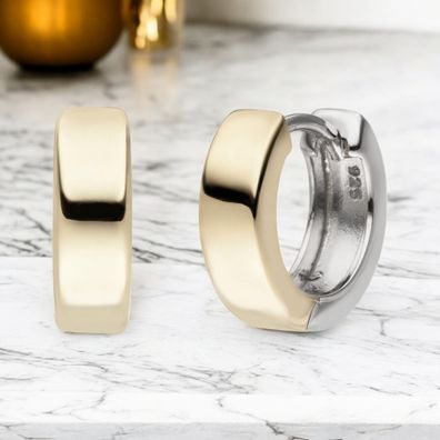 Creolen 925 Silber bicolor vergoldet Ohrringe