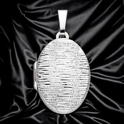 Medaillon oval 925 Sterling Silber mit Struktur für 2 Fotos