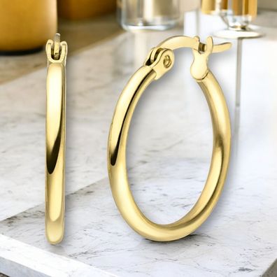 Creolen Edelstahl gelbgoldfarben beschichtet Ohrringe 20 mm