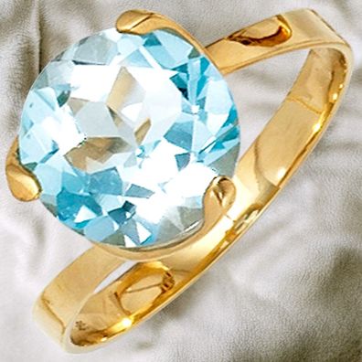 Damen Ring 585 Gold Gelbgold 1 Blautopas hellblau blau Goldring Topasring