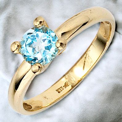 Damen Ring 333 Gold Gelbgold 1 Blautopas hellblau blau Goldring