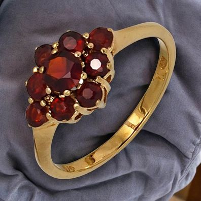 Damen Ring 375 Gold Gelbgold 9 Granate rot Goldring Granatring