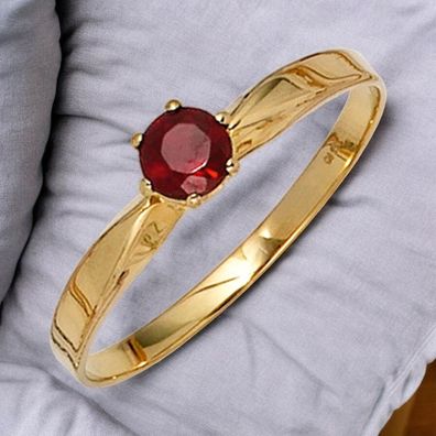 Damen Ring 585 Gold Gelbgold 1 Granat rot Goldring Granatring