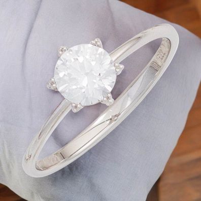 Damen Ring 333 Gold Weißgold 1 Zirkonia Weißgoldring