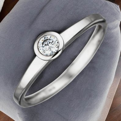 Damen Ring 333 Gold Weißgold 1 Zirkonia Weißgoldring