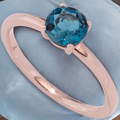 Damen Ring 585 Gold Rotgold 1 Blautopas blau London blue Goldring Rotgoldring