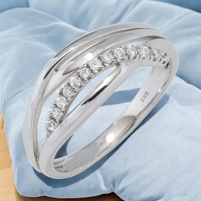 Damen Ring 333 Gold Weißgold mit Zirkonia Weißgoldring