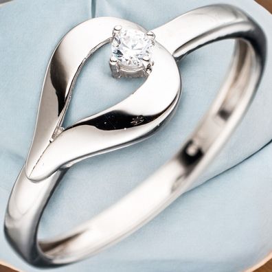 Damen Ring 333 Gold Weißgold mit 1 Zirkonia Weißgoldring