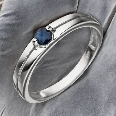 Damen Ring 333 Gold Weißgold 1 Safir blau Weißgoldring Safirring
