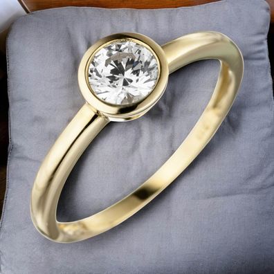 Damen Ring 333 Gold Gelbgold 1 Zirkonia Goldring