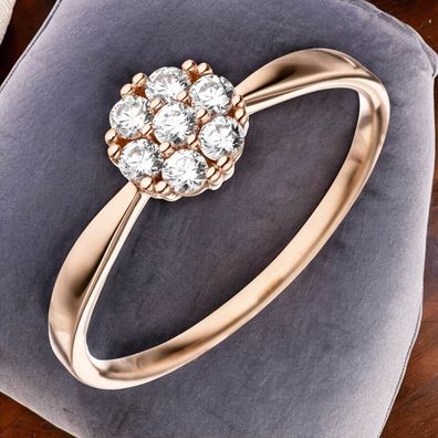 Damen Ring 333 Gold Rotgold 7 Zirkonia Rotgoldring
