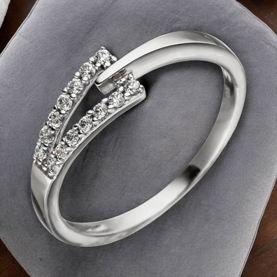 Damen Ring 333 Gold Weißgold 14 Zirkonia Weißgoldring