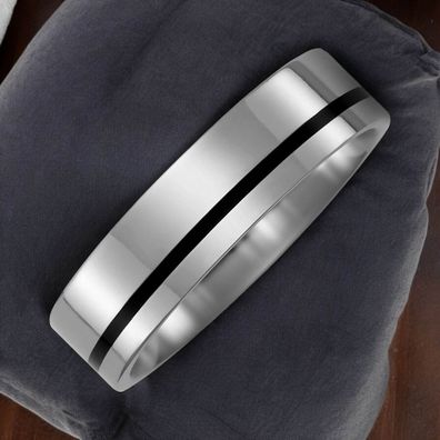 Partner Ring aus Titan mit Keramik schwarz Partnerring bicolor